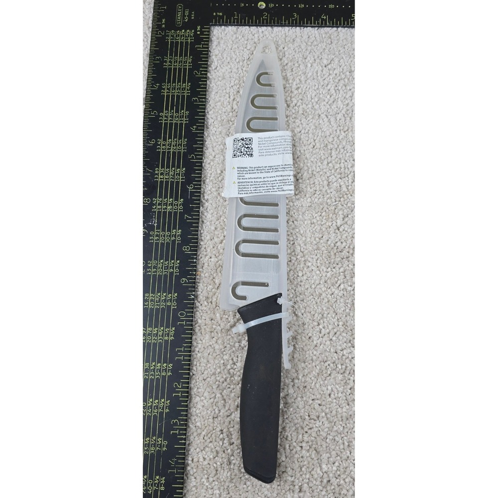 Mainstays Chef Knife Silver Black Stainless Steel 8 Inch Blade